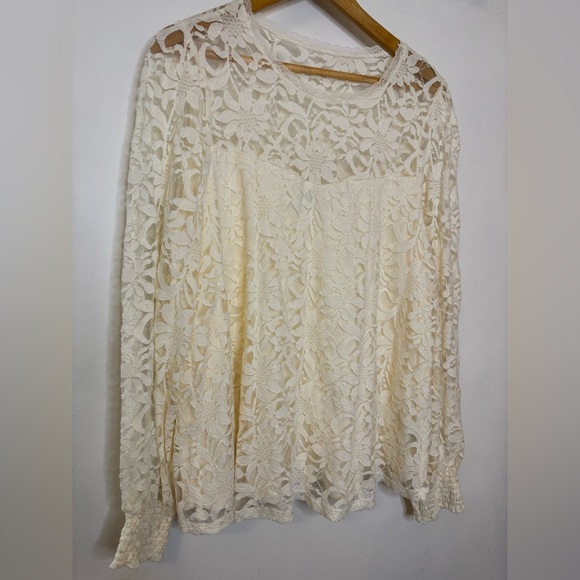 Torrid Ivory Romantic Mesh and Lace Victorian Feminine Top - Picture 9 of 9
